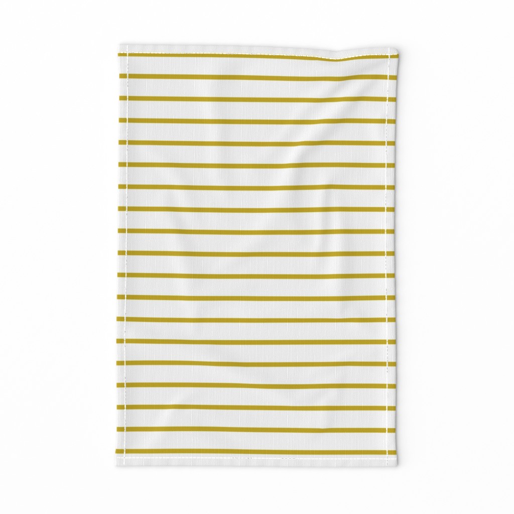 Thin Stripes Gold on White Horizontal