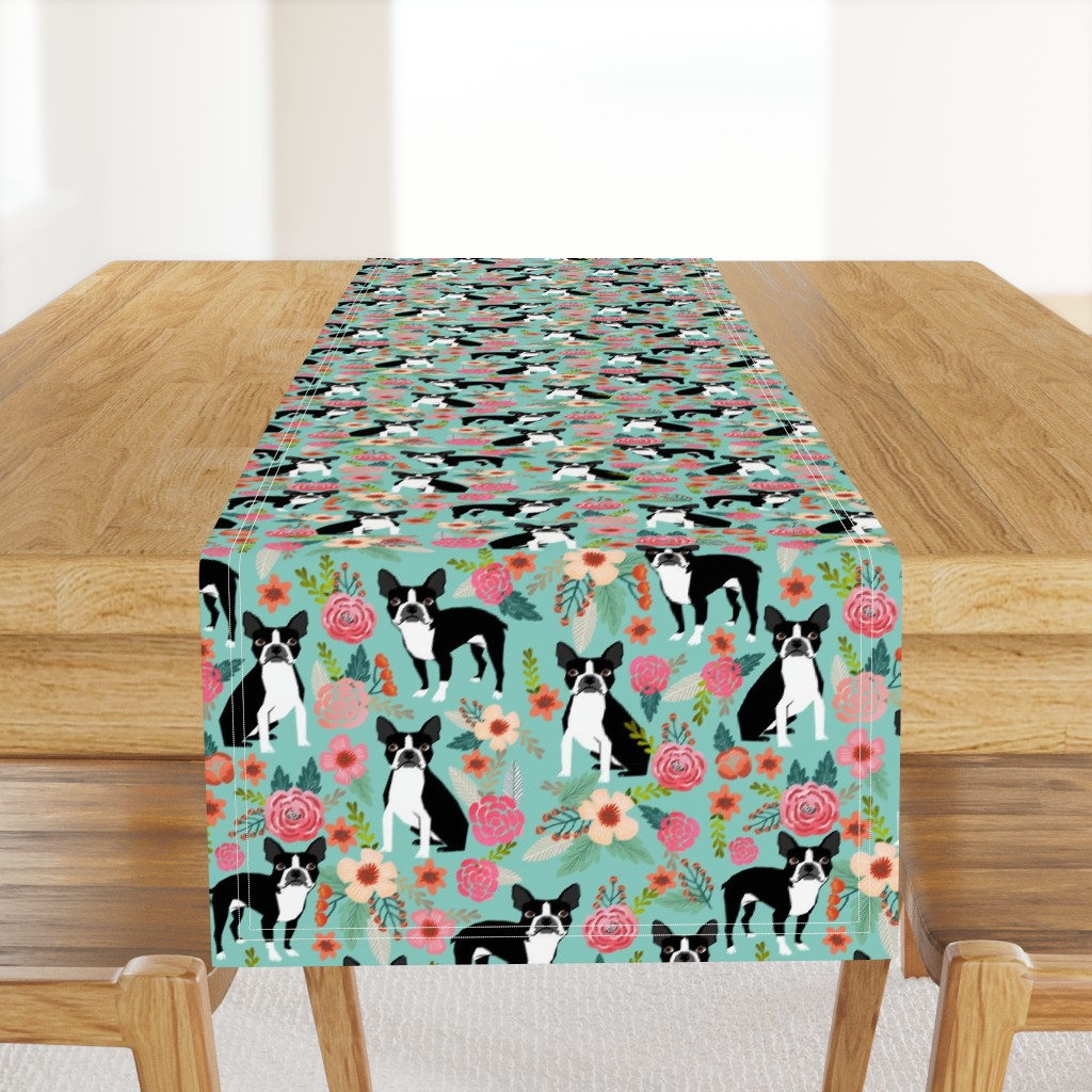 boston terrier sweet vintage florals flowers dog pet design mint girls spring dog