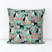 boston terrier sweet vintage florals flowers dog pet design mint girls spring dog