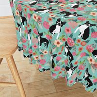 boston terrier sweet vintage florals flowers dog pet design mint girls spring dog