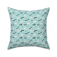 Geometric Scandinavian style spring swan birds mother and baby blue XS