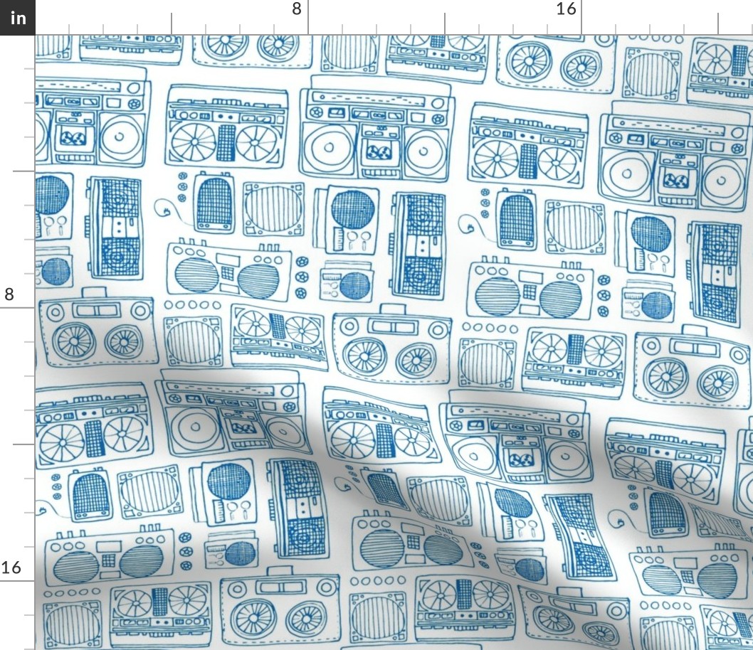 Drawing of Boom Boxes (in royal blue)