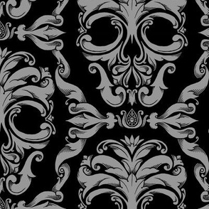 Scrollwork Skulls - small - gray & black