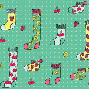 fruit socks in teal!