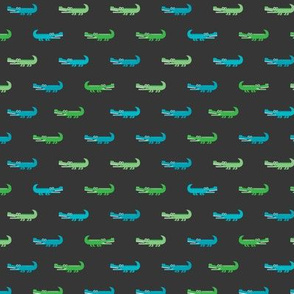 Cute crocodile jungle animal alligator kids animals illustration pattern design in green and blue dark XS