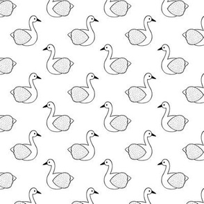 Geometric Scandinavian style spring swan birds black and white