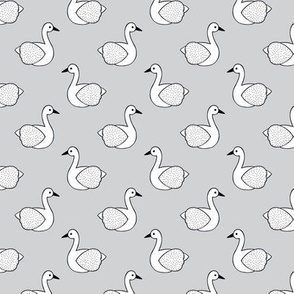Geometric Scandinavian style spring swan birds soft gray