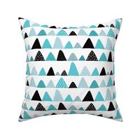 Abstract textured mountain range winter woodland abstract triangles scandinavian style fabric blue