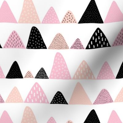 Abstract textured mountain range winter woodland abstract triangles scandinavian style fabric beige pink