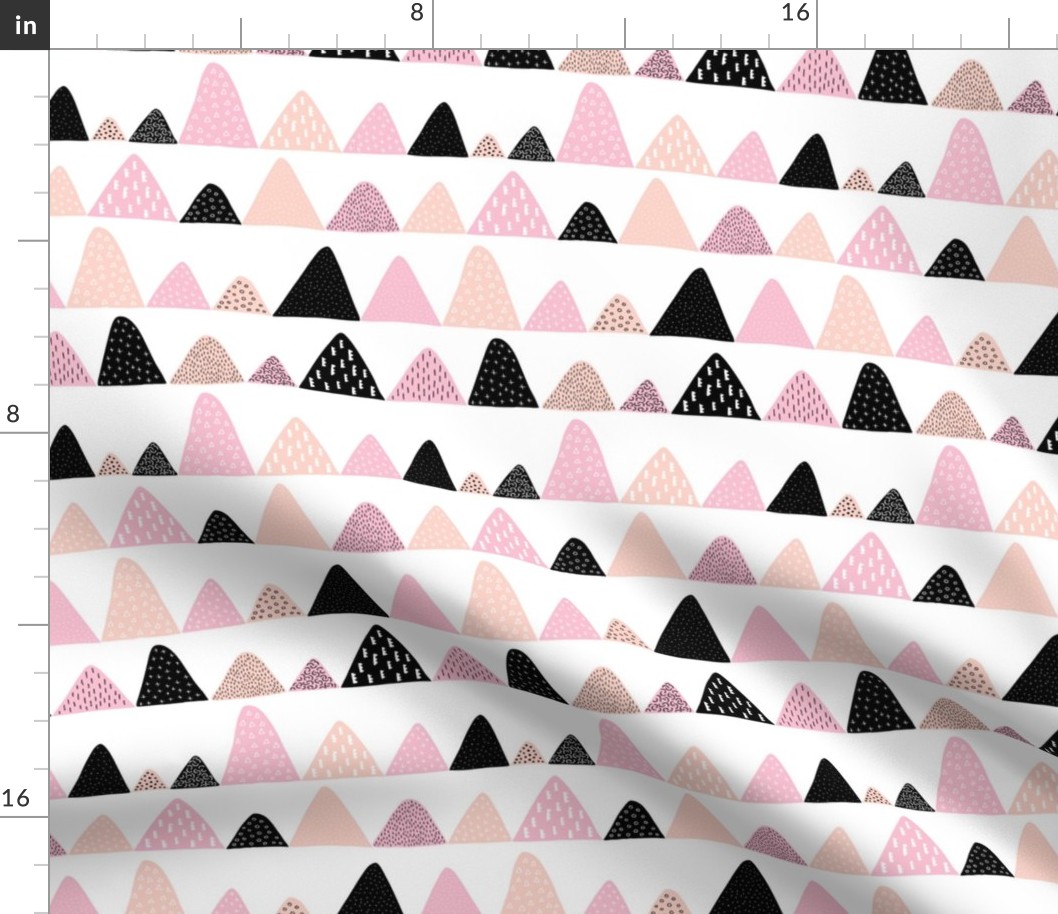 Abstract textured mountain range winter woodland abstract triangles scandinavian style fabric beige pink