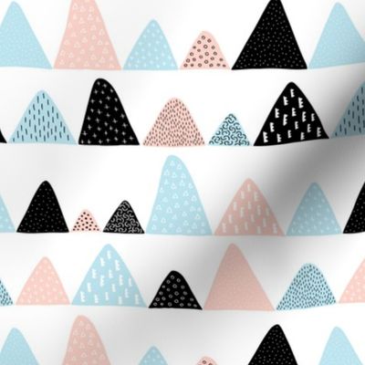 Abstract textured mountain range winter woodland abstract triangles scandinavian style fabric nude baby blue