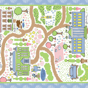 Jane Austen's Countryside playmat blanket map Pride and Prejudice 54 x 36 inches