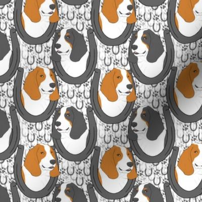 Small Basset hound horseshoe portraits