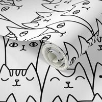 Doodle cats pattern MEDIUM scale