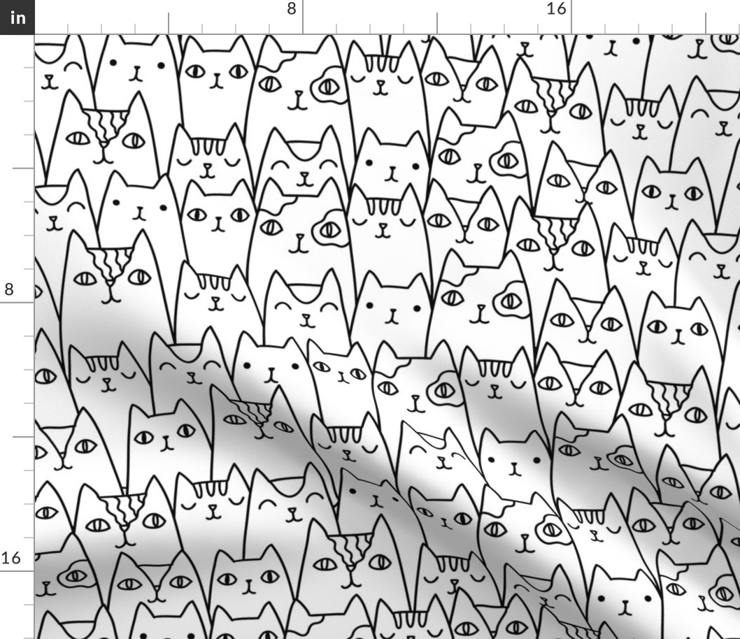 Doodle cats pattern MEDIUM scale