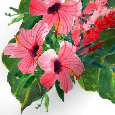 Tropical Hibiscus Bunch Fabric | Spoonflower