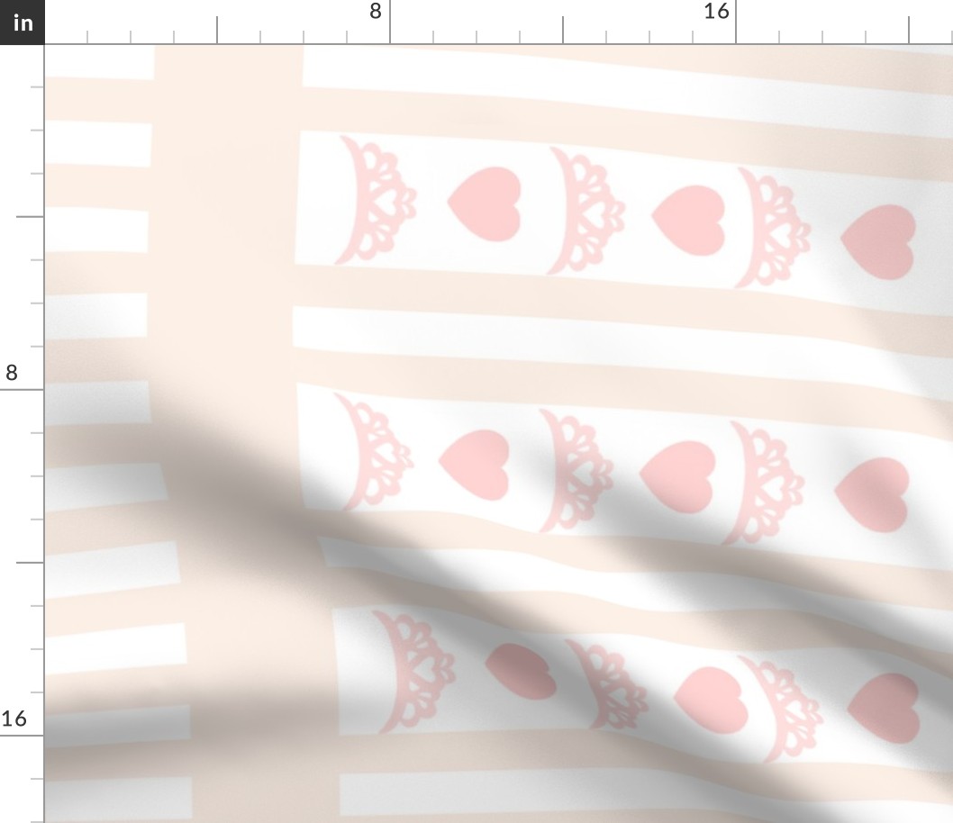 Hearts and Tiaras Stripe Fabric