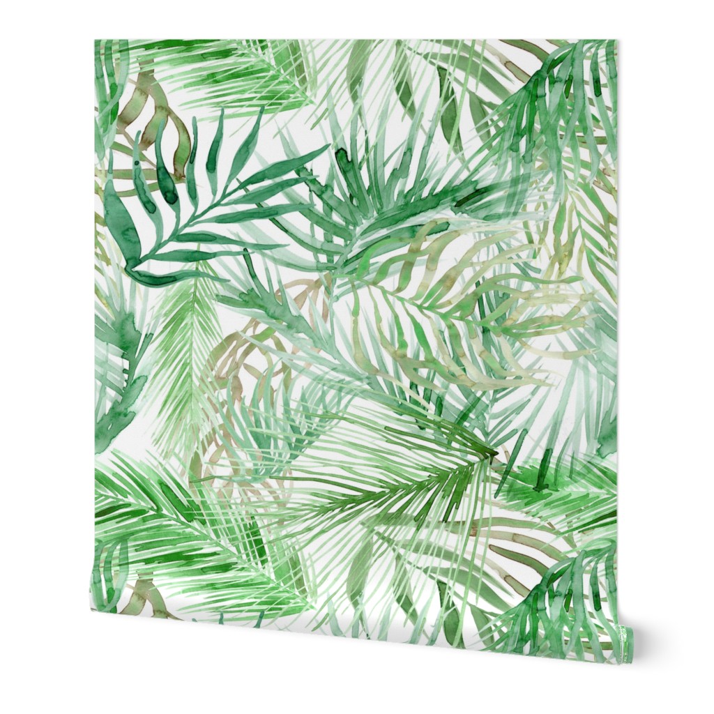 tropical watercolor palm leaves