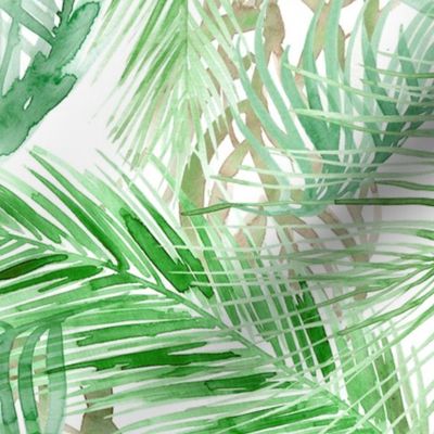 tropical watercolor palm leaves