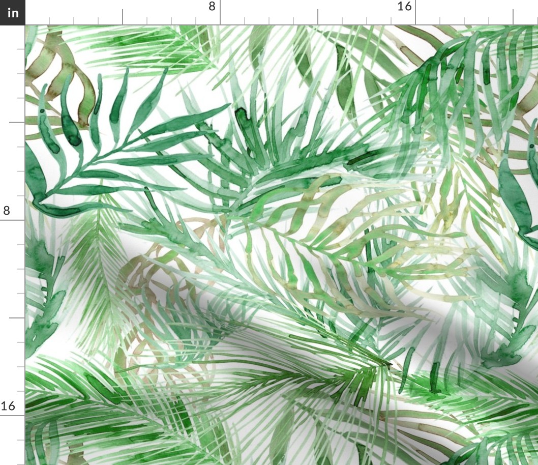 tropical watercolor palm leaves