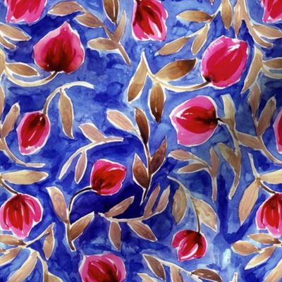 Nightblue watercolor tulips