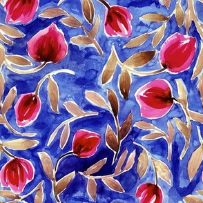 Nightblue watercolor tulips