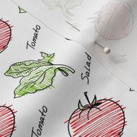 Hand drawn tomato and salad pattern