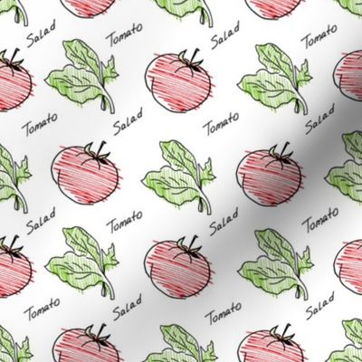 Hand drawn tomato and salad pattern