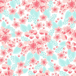 soft pastel cherry blossoms pink blush coral mint cute girls flowers florals
