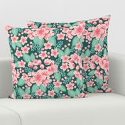 cherry blossom pink painted flowers florals spring pink and green japanese garden 