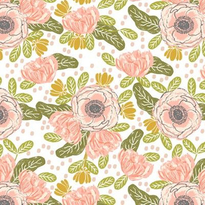 floral wallpaper blush flowers painted floral florals blooms blossoms garden spring girls