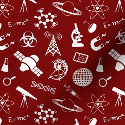 Science Symbols on Maroon // Small