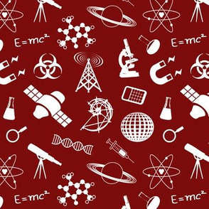 Science Symbols on Maroon // Small
