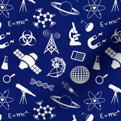 Science Symbols on  Dark Blue // Small
