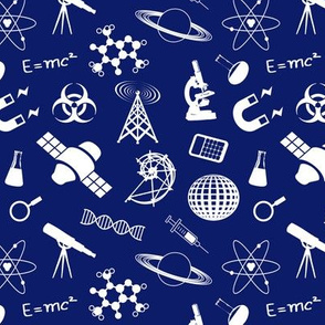 Science Symbols on  Dark Blue // Small