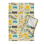 Mid-Century Abstract Teal Yellow