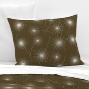 Dandelion Clocks White on Brown