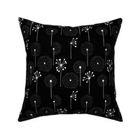 Scandinavian dandelion flower blossom garden summer fall black and white