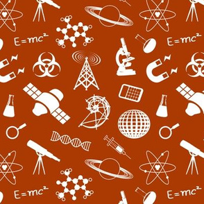 Science Symbols on Orange // Small