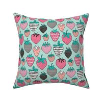 Strawberries Strawberry Geometric on Mint Green