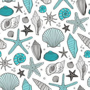 Seashells Nautical Ocean Shells Aqua Blue
