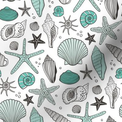 Seashells Nautical Ocean Shells  Mint Green