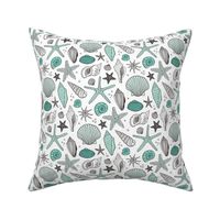 Seashells Nautical Ocean Shells  Mint Green