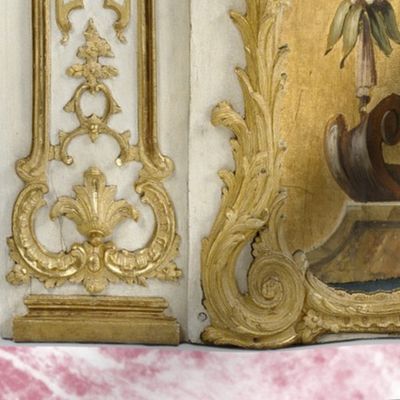 The Pink Nightmare Boudoir ~ Faux Trianon Wall ~ Poisson Pink Marble ~ Right Panel  