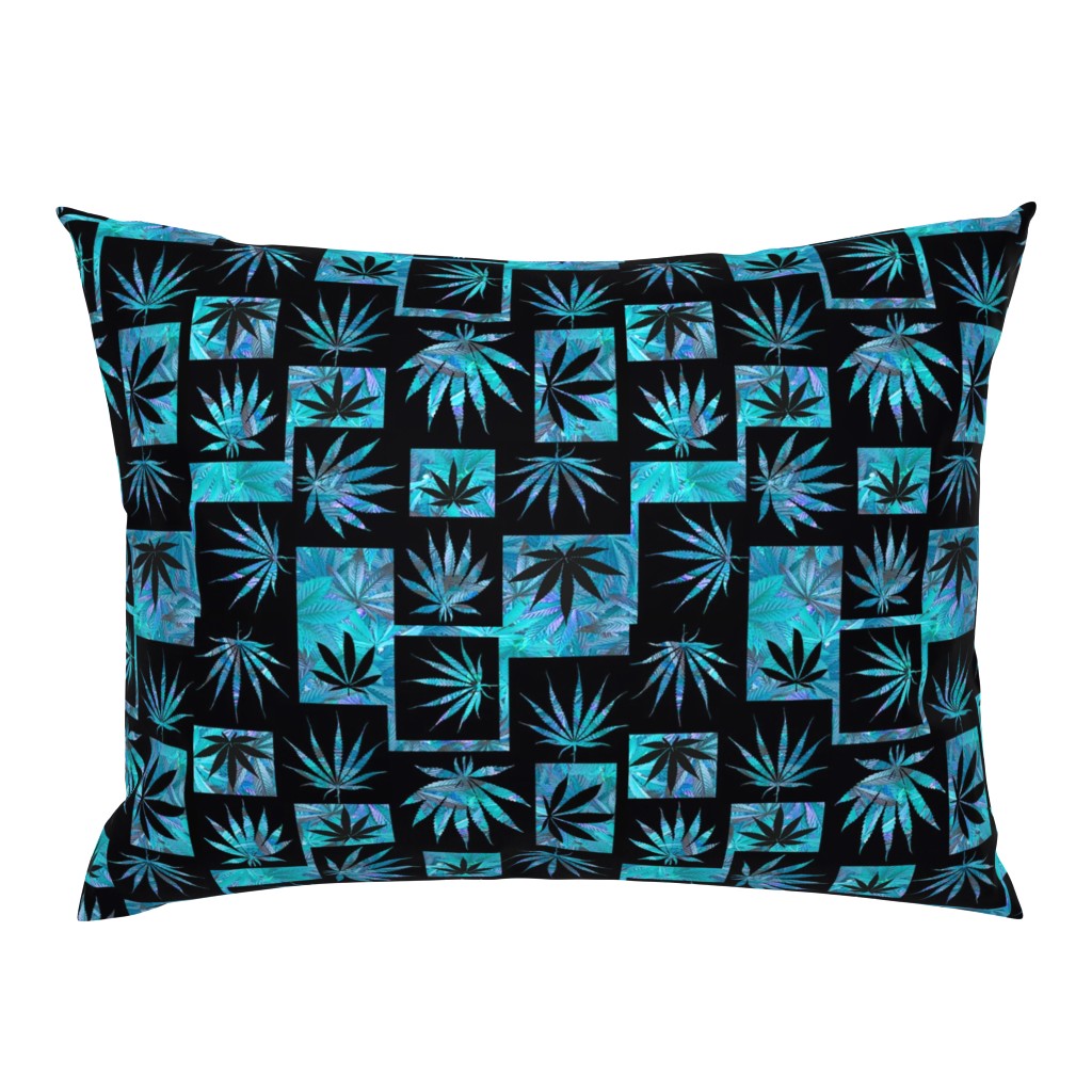 Marijuana Leaf Turquoise Squares