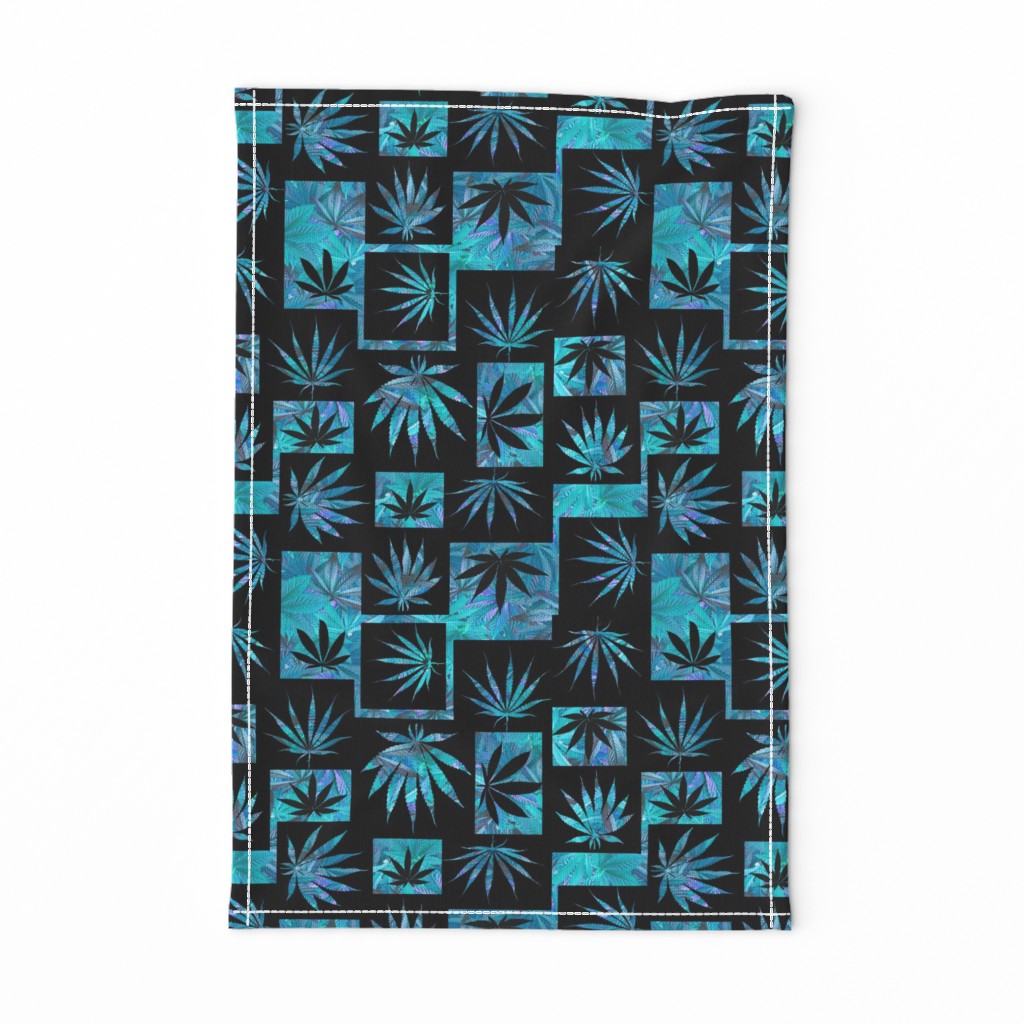 Marijuana Leaf Turquoise Squares