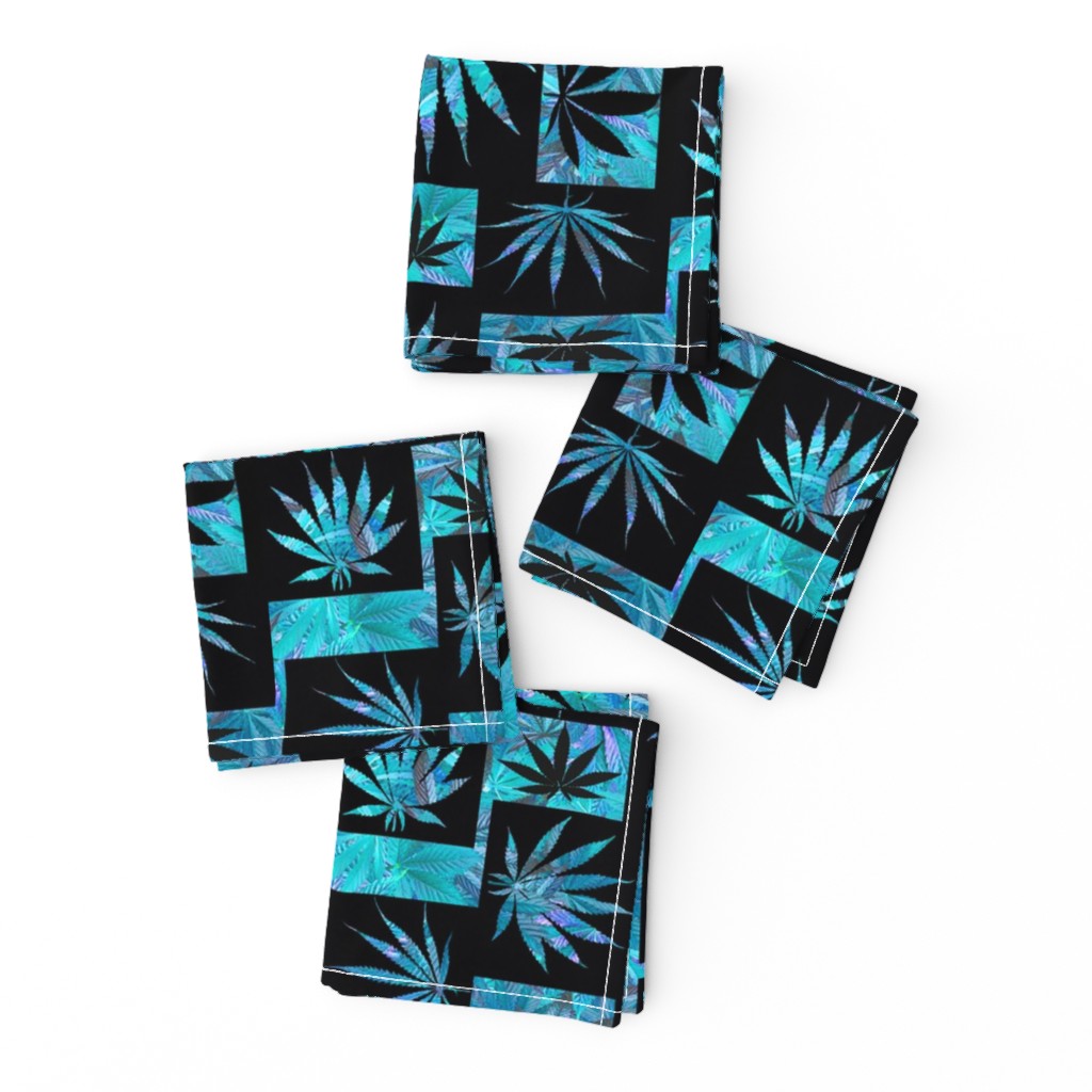 Marijuana Leaf Turquoise Squares