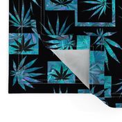 Marijuana Leaf Turquoise Squares