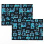 Marijuana Leaf Turquoise Squares