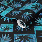 Marijuana Leaf Turquoise Squares